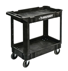 lot 38 image: HUSKY 2-Tier Plastic 4-Wheeled Service Cart in Black