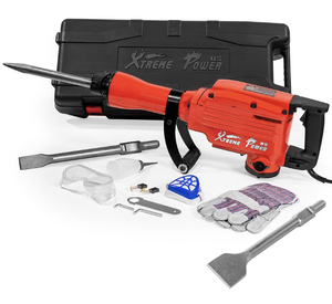 lot 69 image: XTREMEPOWERUS 2200-Watt Heavy Duty Demolition Jack Hammer Concrete Breaker with 3 in. x 12 in. Scaling Chisel Bit