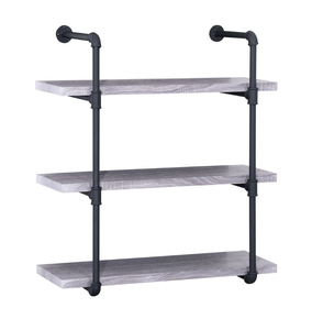lot 94 image: NOBLE HOUSE Staci 34.75 in. Light Grey Wood 3-Shelf Accent Bookcase