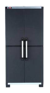 lot 100 image: KETER 74 in. H x 34.65 in. W x 17.7 in. D Wide XL Freestanding Plastic Utility Cabinet in Black