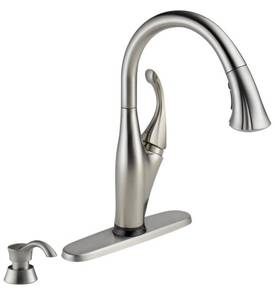 lot 99 image: DELTA Addison Single-Handle Pull-Down Sprayer Kitchen Faucet with Touch2O Technology and Soap Dispenser in Stainless