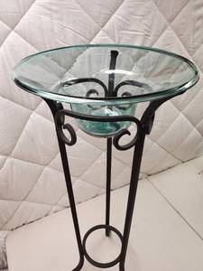 Decorative Blue Glass Floral or Candle Stand