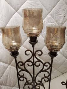 Pair  Decorative MetalGlass Candle Holder