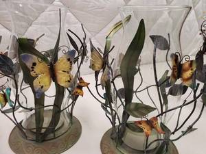(3) Decorative Butterfly Candle Holders