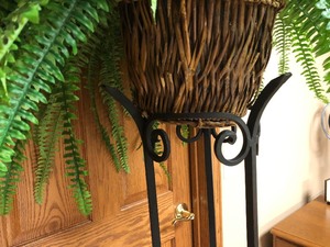 Decorative Iron Plant Stand with Artificial Plant