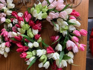 Pair of Tulip Themed Decorative Wreaths