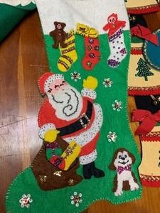 Vintage Christmas stocking and decorations