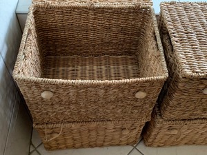 Lot of Four Covered Decorative Baskets