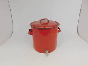 lot 30 image: Vintage Red Stock Pot with Tap