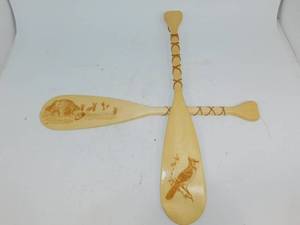 lot 86 image: Hand Carved Wood Oars