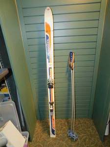 lot 128 image: Vintage Rossignol Downhill Skis with Poles