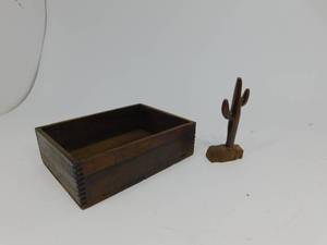 lot 137 image: Wood Box  Wood Cactus
