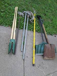 lot 4 image: Lot of Shovels, Yard Tools, Post Ho...