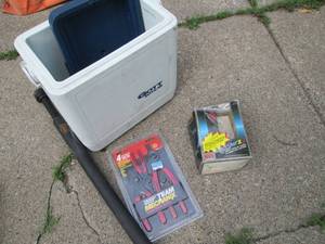lot 24 image: Cooler, Exercise Bar, Video Game Ad...