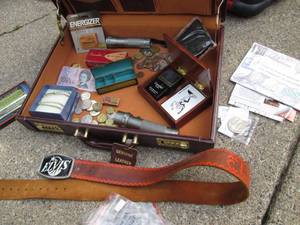 lot 32 image: Leather Briefcase Full of Goodies, ...