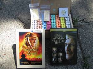 lot 61 image: DVDs chalk and gold plated replica...