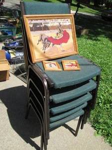 lot 77 image: Vintage Rodeo Art With (5) Chairs ...