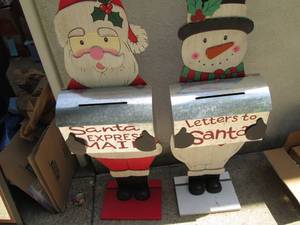 lot 91 image: (2) Wood Christmas Figures With Mai...
