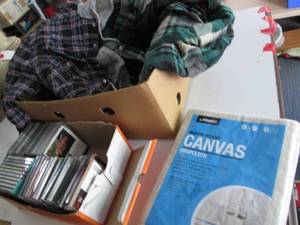 lot 142 image: Lot of CDs, Canvas Drop Cloth in P...