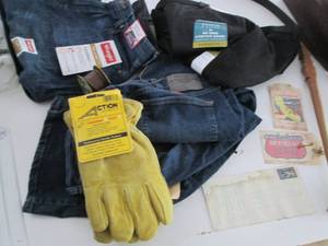 lot 163 image: Pants, Gloves, Electrical Cord, Bac...