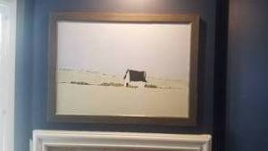 lot 2 image: Road and Barn Original Oil on Canvas Art