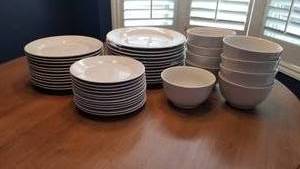 lot 83 image: Pottery Barn Caterers China Service for 12