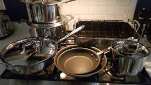lot 72 image: All Clad Cookware  10 Piece Set