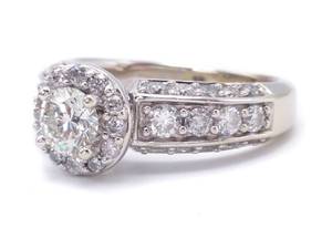 lot 3 image: Helzburg Diamond Masterpiece Collection 2 Carat Diamond Halo Estate Ring in 18k White Gold $11,500