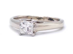 lot 6 image: Tolkowsky Designer Certified .52 Carat Princess Cut Diamond Estate Ring in Platinum and 14k White Gold $4449