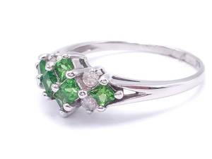 lot 27 image: Exquisite Emerald and Diamond Estate Ring in 14k White Gold $2695