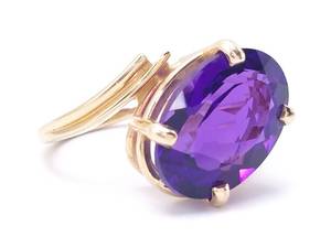 lot 29 image: High Grade Deep Purple Amethyst Custom Estate Ring in 14k Yellow Gold $2650