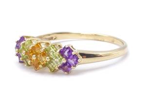 lot 34 image: Bright Amethyst, Peridot, and Citrine Estate Ring in Yellow Gold $1599