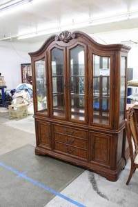 Lighted Wood Hutch 2-Piece