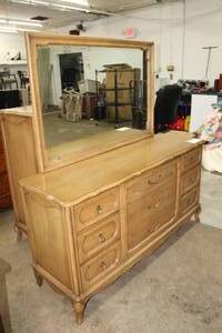 Wood Dresser 9-Drawer with Wood Framed Mirror