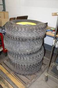 lot 26 image: Lot of (4) Superlug Specialty Tires 9.00-16LT Tires with Wolf Paws 6-Lug Steel Wheels