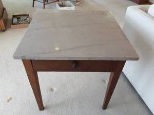 lot 10 image: Marble Top End Table with Drawer 24x24x24