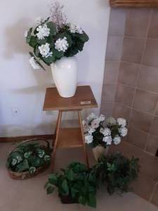 lot 21 image: Side Table With Faux Greenery