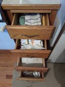 lot 36 image: Contents Of Kitchen Drawers & Cupboard-Linens, Coffee Pot, More