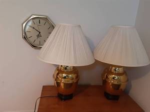 lot 47 image: Pair Of Lamps & Clock