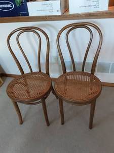 lot 58 image: Pair Of Cane Seat Bow Back Chairs