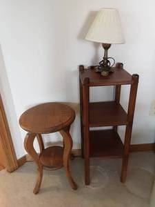lot 59 image: 2-Plant Stand & Small Metal Lamp