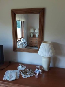 lot 64 image: Lamp, Mirror & Misc on Dresser