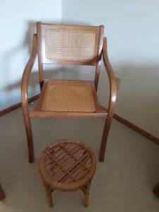lot 71 image: Cane Arm Chair & Foot Stool
