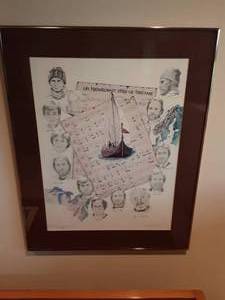 lot 80 image: Oh Hjemkomst-Ship Of Dreams Print Of Expedition Crew, Framed 24x30