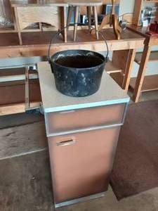 lot 111 image: Metal Cabinet & Flower Pot