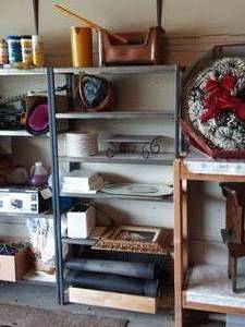 lot 114 image: Shelf & Contents Rugs, Pictures, Misc.