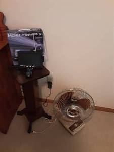lot 134 image: Haier Digital TV, Stand, Fan