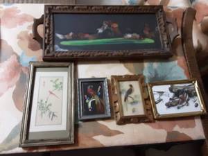 lot 158 image: Lot Of Vintage Bird Prints-Some With Real Feathers