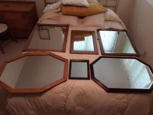 lot 166 image: 6-Assorted Wood Framed Mirrors