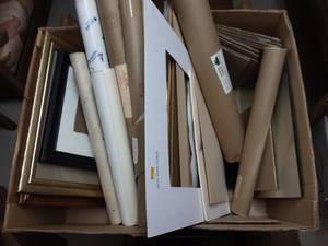 lot 168 image: 2-Boxes Framed, Mats, Rolled Up Prints